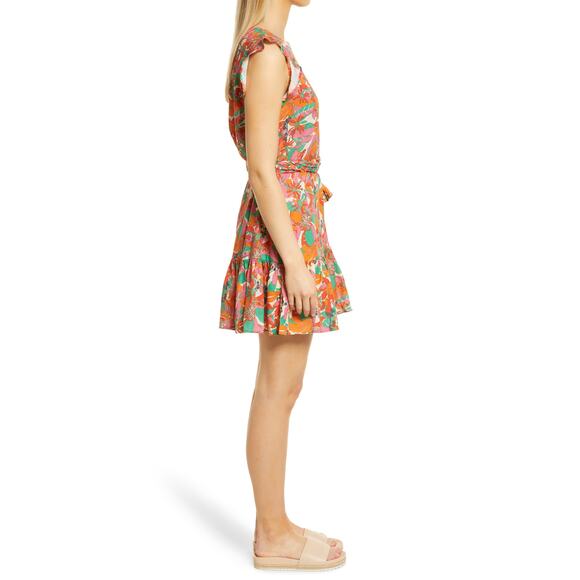 MARINE LAYER Laney Side Tie Ruffle Minidress Vintage Floral Multicolor Women's S - Picture 4 of 16